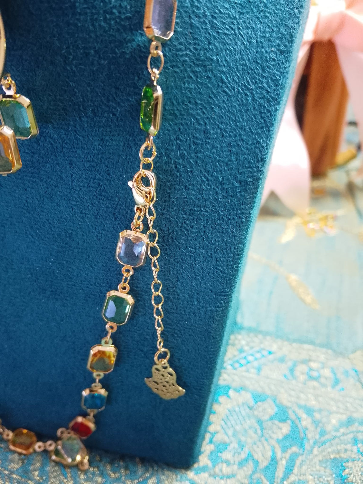 Set di gioielli eleganti in acciaio inossidabile con Pietre Multicolori